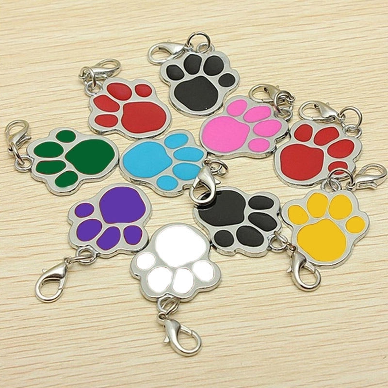 Simple Cute Dog's Footprints Pattern Stainless Steel Pet Collar Accessories