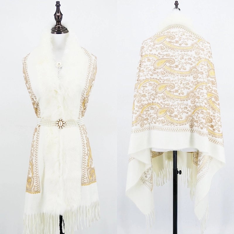 Women's Ethnic Style Flower Imitation Cashmere Tassel Shawl