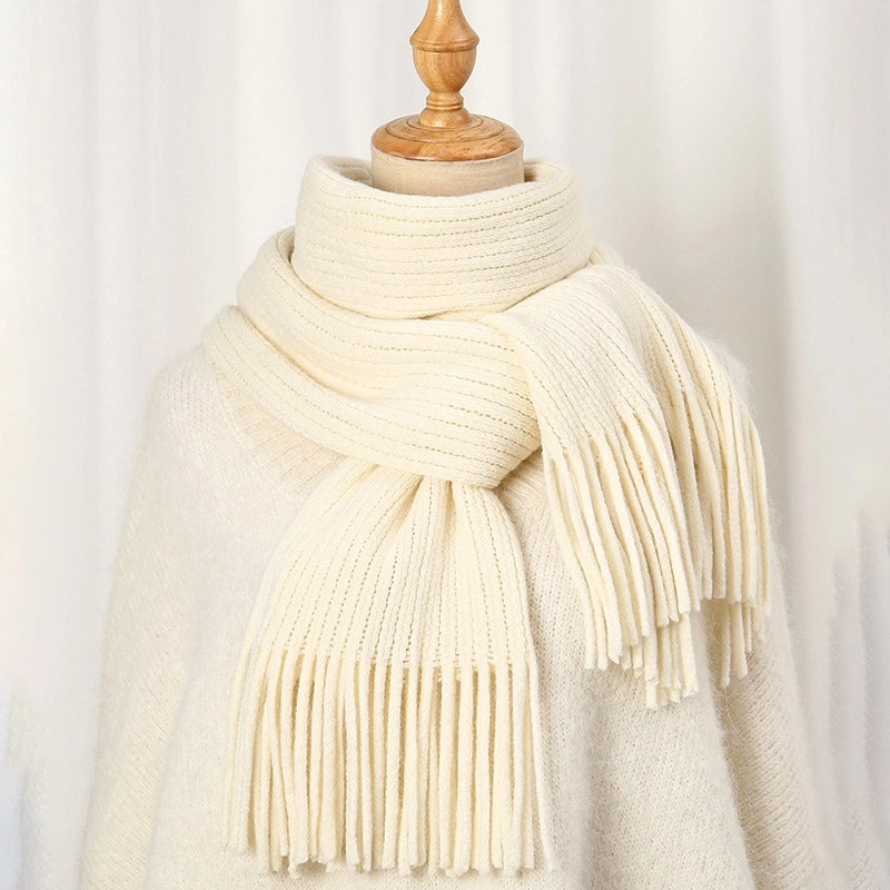Women's Minimalist Solid Color Imitation Cashmere Tassel Scarf