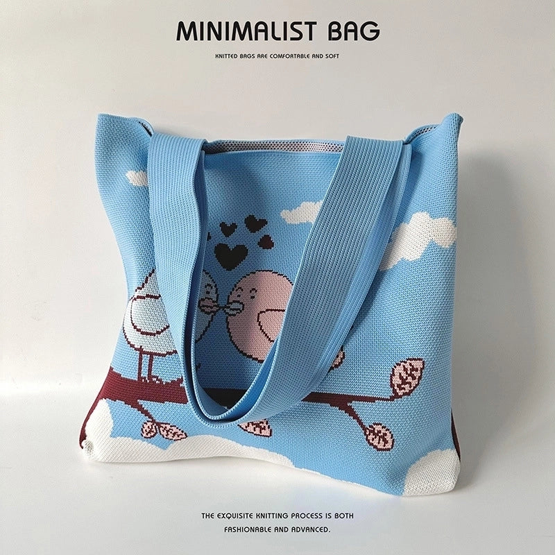 Women's Large Polyester Clouds Cartoon Streetwear Open Shoulder Bag
