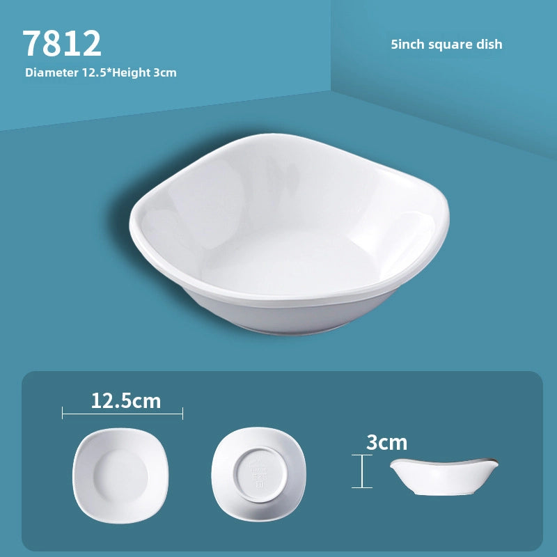 White Melamine Round Flavor Dish Vinegar Dish Catering Hot Pot Shop Commercial Imitation Porcelain Three-compartment Dip Dish Seasoning Dish