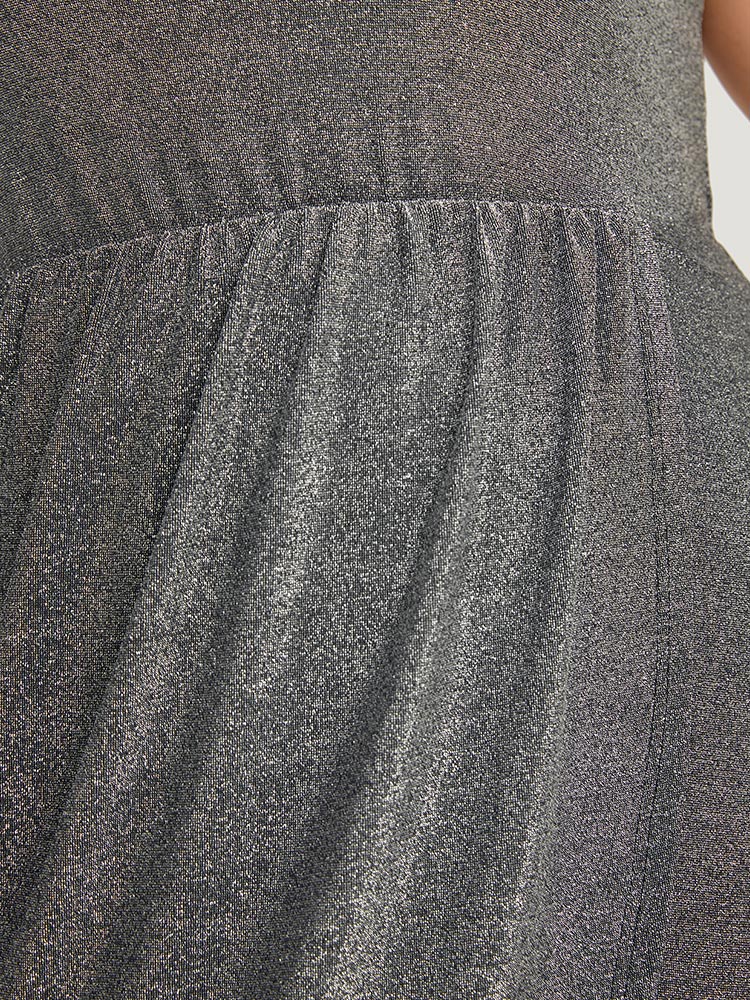 Plain Pleated Detail Wrap Hem Cami Dress