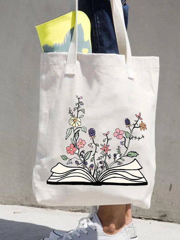 Women's Printed Shopping Bag Casual Shopping Handbag Women's Shoulder Bag Large Capacity New Artistic Fresh Women's Bag
