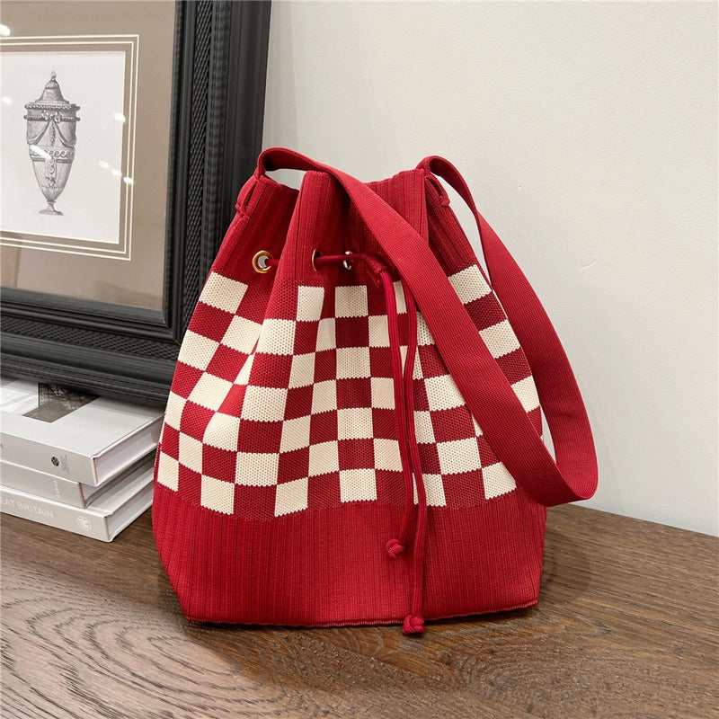Women's Medium Knit Geometric Vintage Style Classic Style String Tote Bag