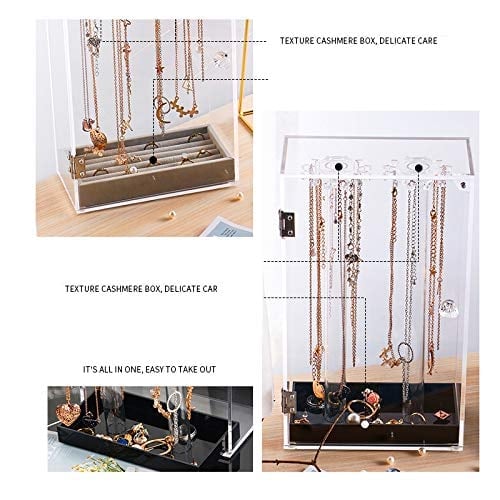 Acrylic 24 Hooks Rotating Necklace Display Stand