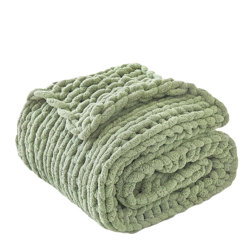 Half Velvet Needle Hand-woven Coarse Wool Blanket Sofa Blanket Nordic Knitted Blanket