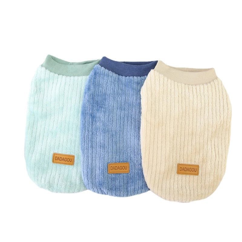 Pet Clothing Dog Clothes Autumn And Winter New Pet Clothes Two-Leg Fleece 21 Vertical Fleece Korean Style Fleece