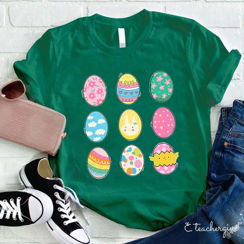 Rich Pattern Eggs Teacher T-Shirt