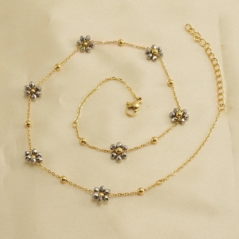 Lady Flower Stainless Steel Titanium Steel Plating Bracelets Necklace