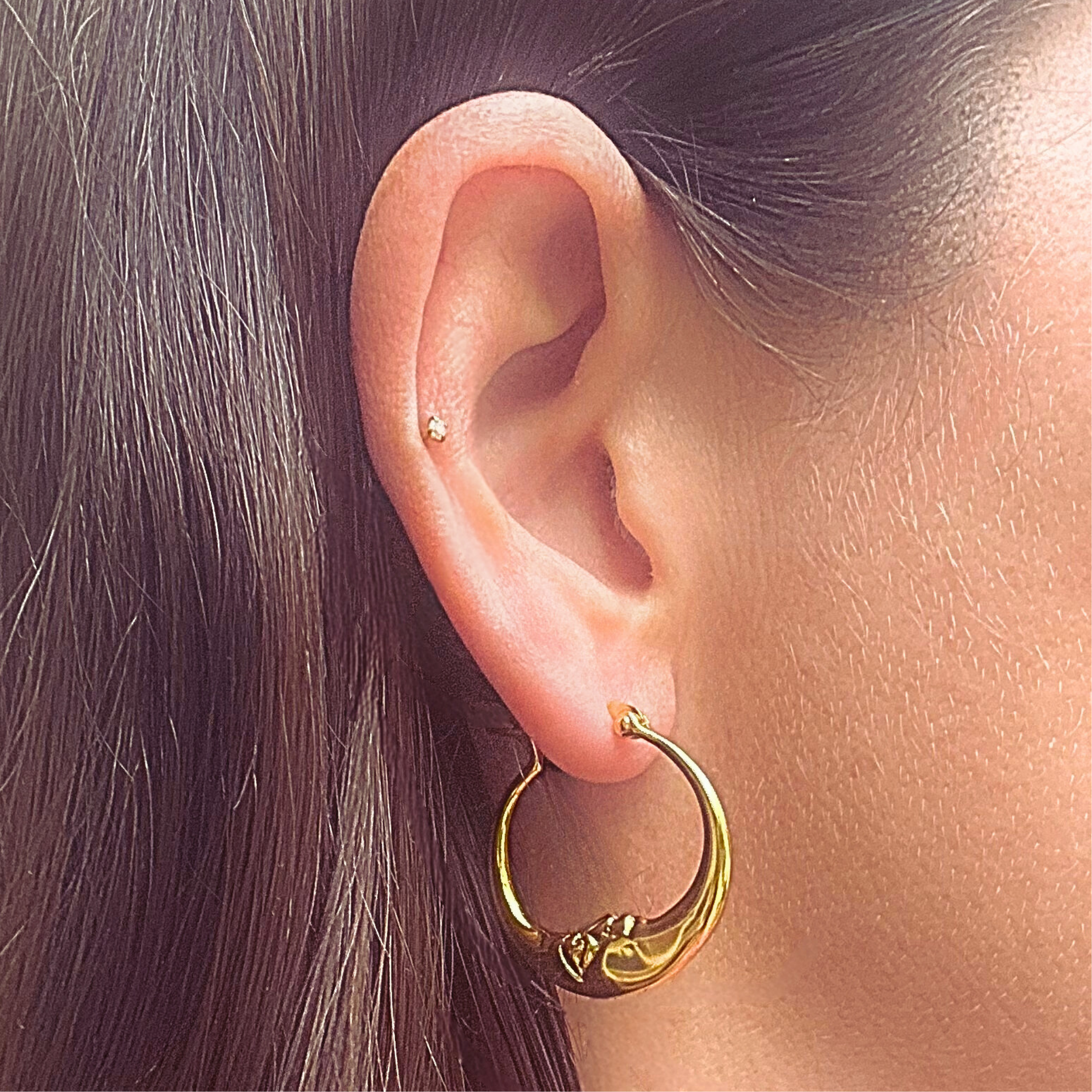 Moon face hoops - Gold