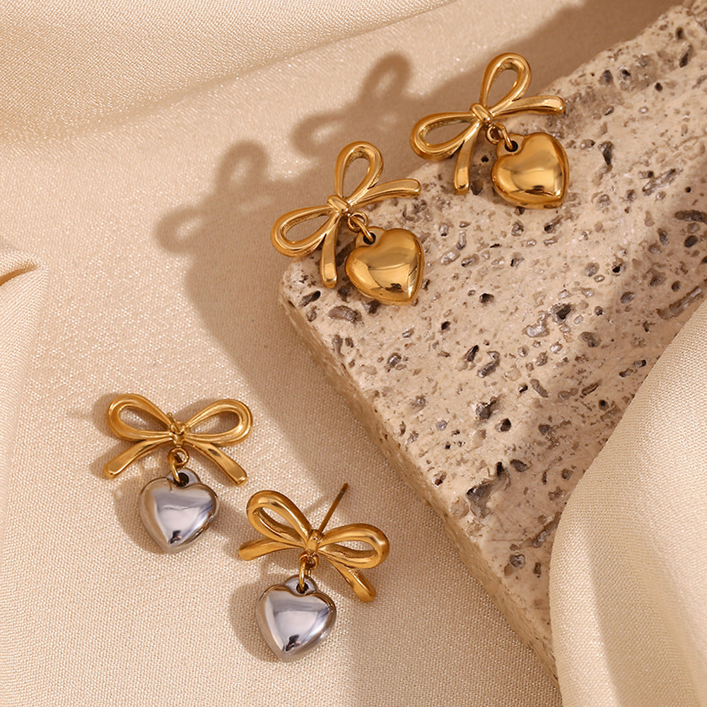 Fashion Bowknot Stainless Steel 18K Gold Plated Earrings