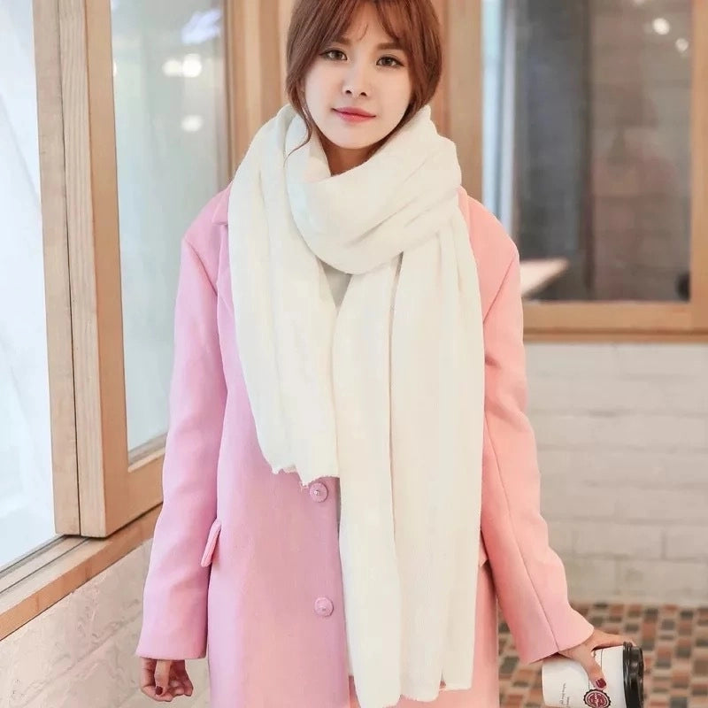 Winter Knitted Wool Scarf Cashmere Solid Color Fashion Shawl Warm Extended Scarf