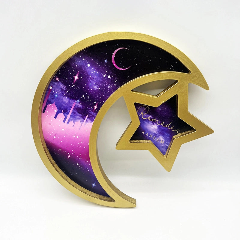 Minimalist Star Moon Wood 1 Piece Ornaments