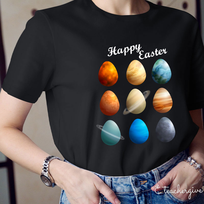 Happy Easter Planets Teacher T-Shirt