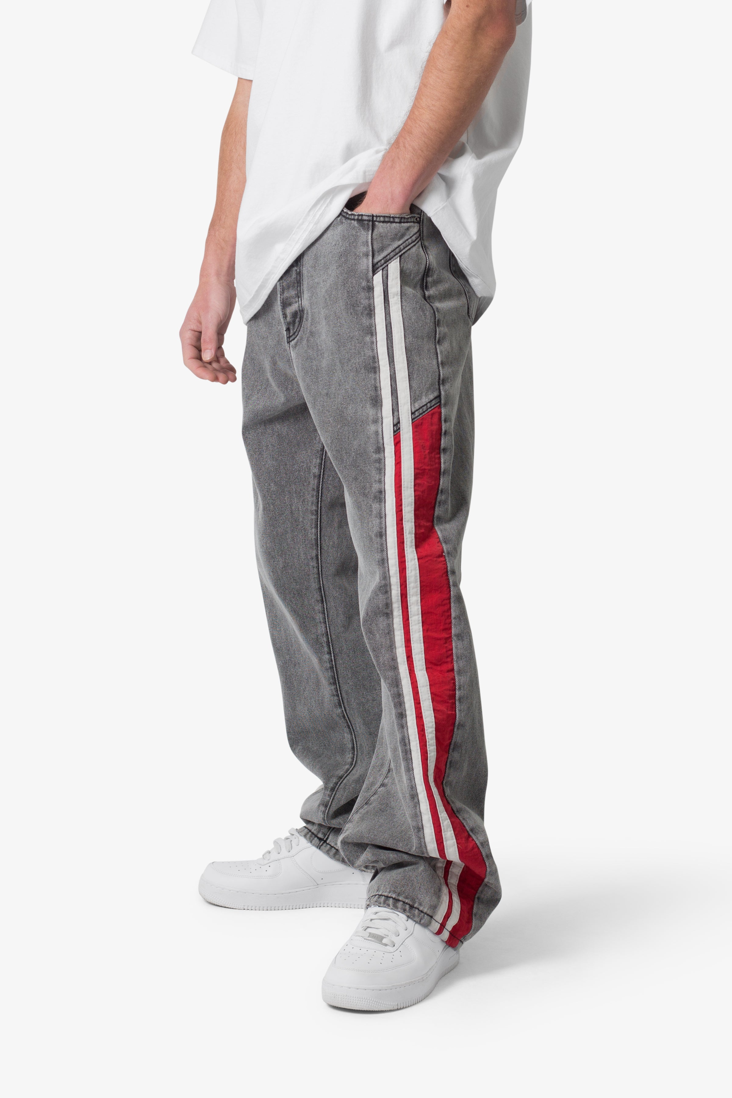 Ultra Baggy Stripe Denim - Black/Red