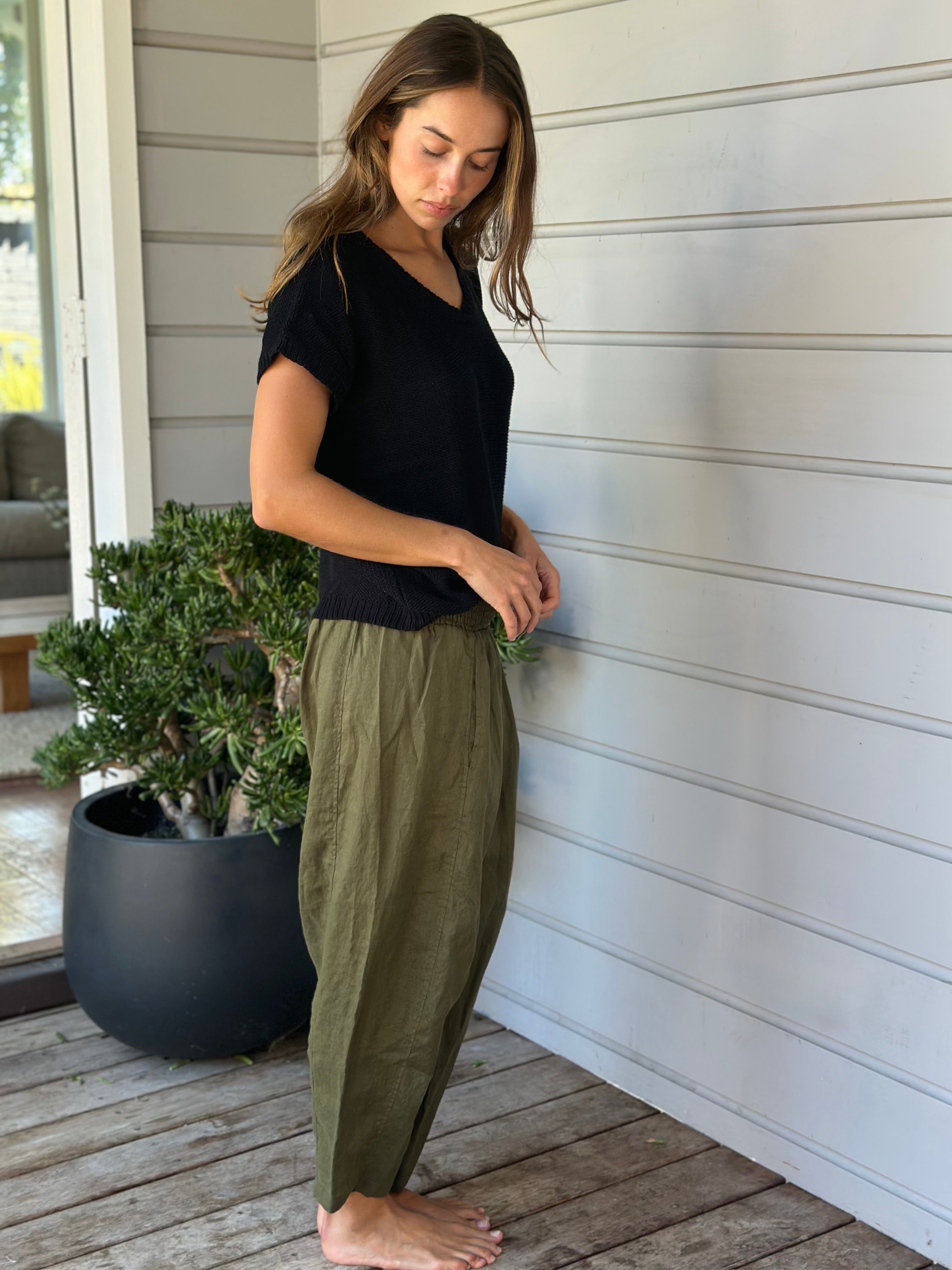frankie pants - army linen