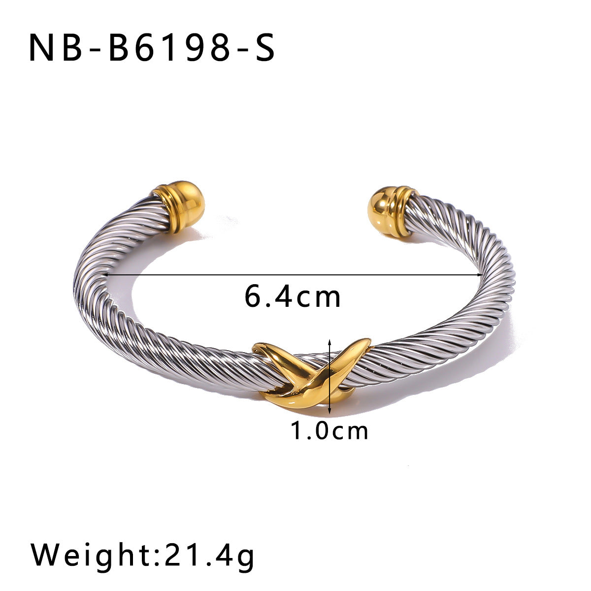 Retro Style Letter Braided Open Bracelet Gold Steel Color Matching Design Stainless Steel Plated With 18K Gold