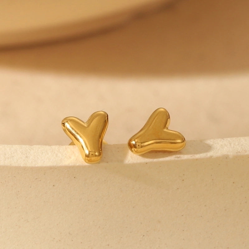 1 Pair Basic Minimalist Letter Solid Color 304 Stainless Steel 14K Gold Plated Ear Studs