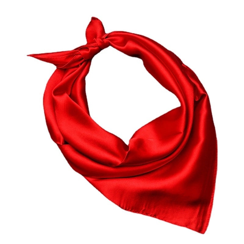 Women's Minimalist Solid Color Satin Printing Silk Scarf