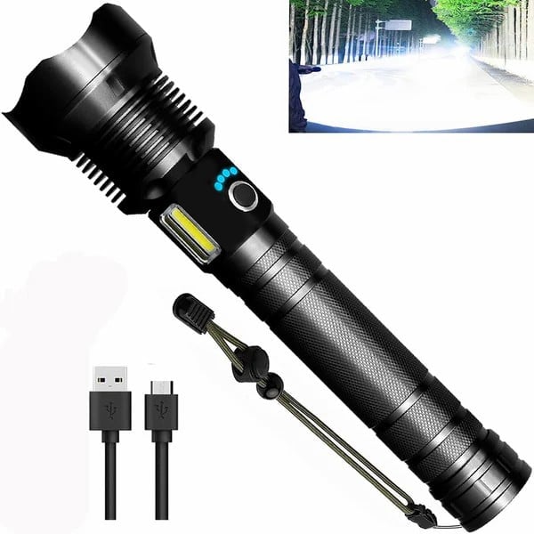 🔥  SALE 49% OFF🔥 - LED Rechargeable Tactical Laser Flashlight 90000 High Lumens