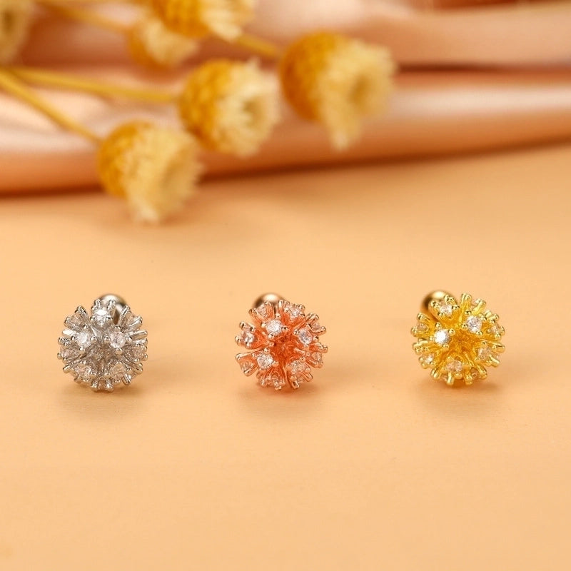 Minimalist Cross Flower Stainless Steel Copper Plating Inlay Zircon Ear Studs 1 Piece