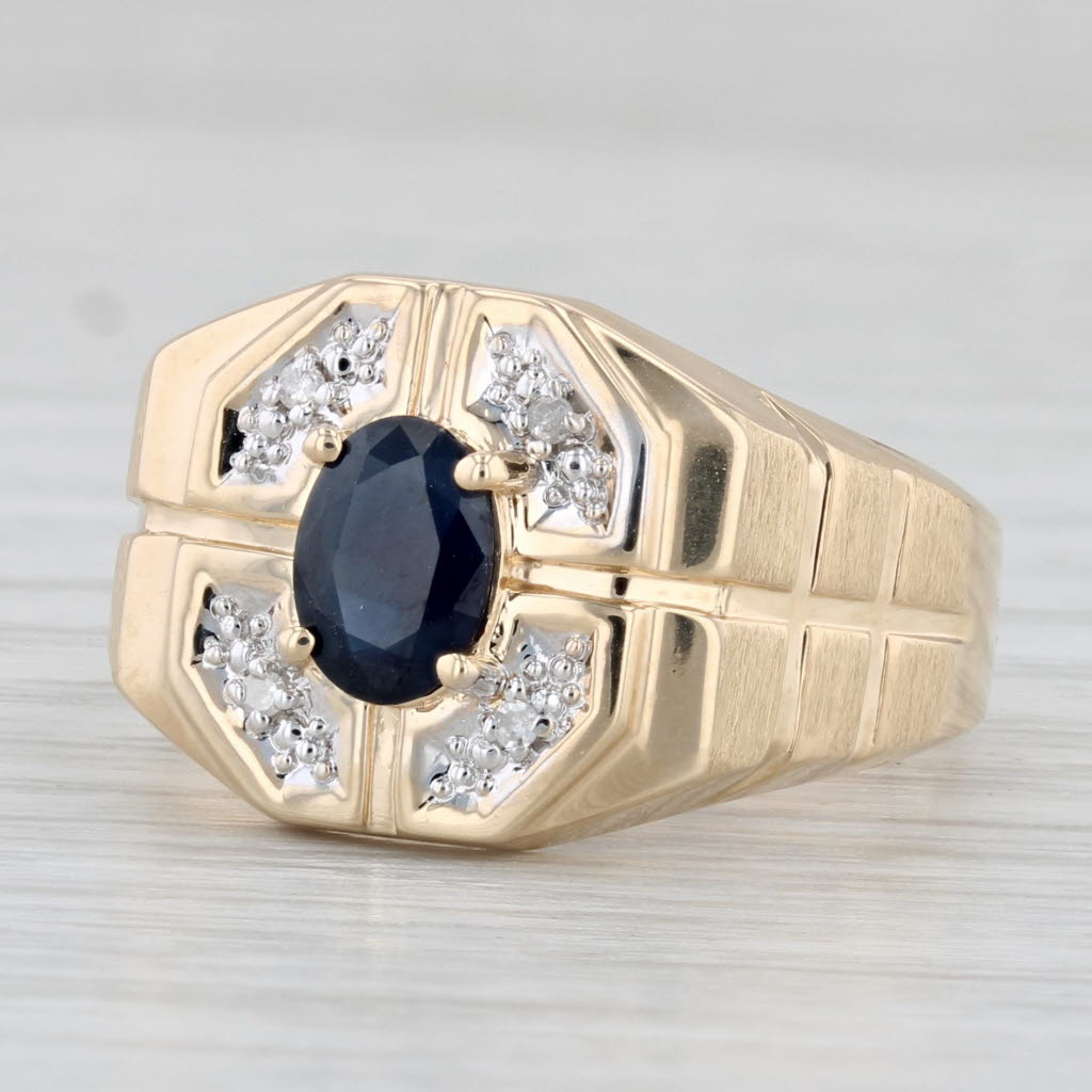 1.05ctw Blue Sapphire Diamond Ring 10k Yellow Gold Size 9.75