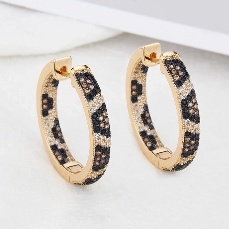 Minimalist Circle Copper Zircon Gold Plated Earrings
