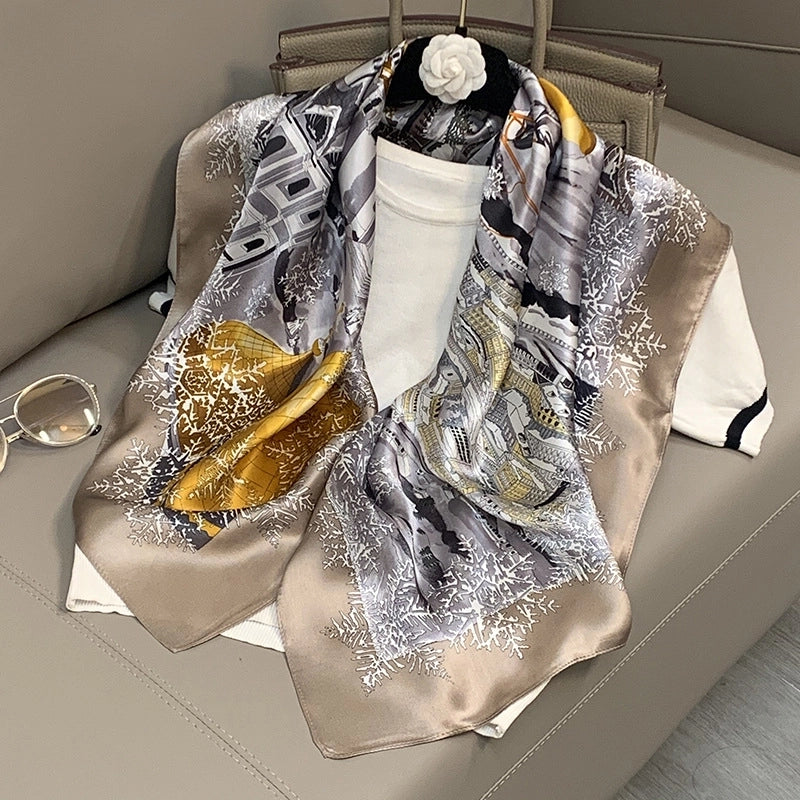 Women's Elegant Minimalist Printing Silk Printing Silk Scarf