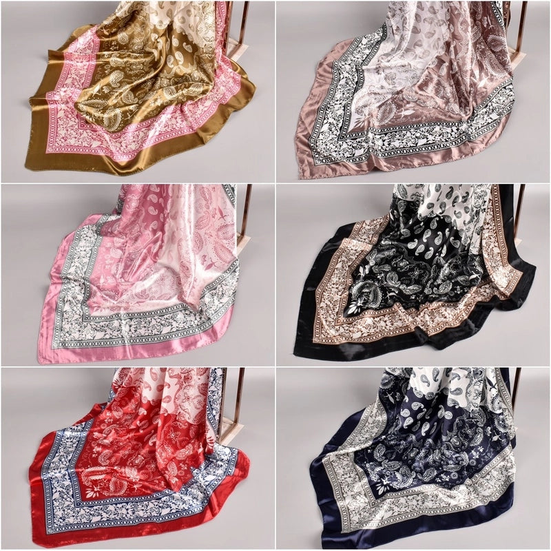 Women's Fashion Printing Satin Silk Scarves