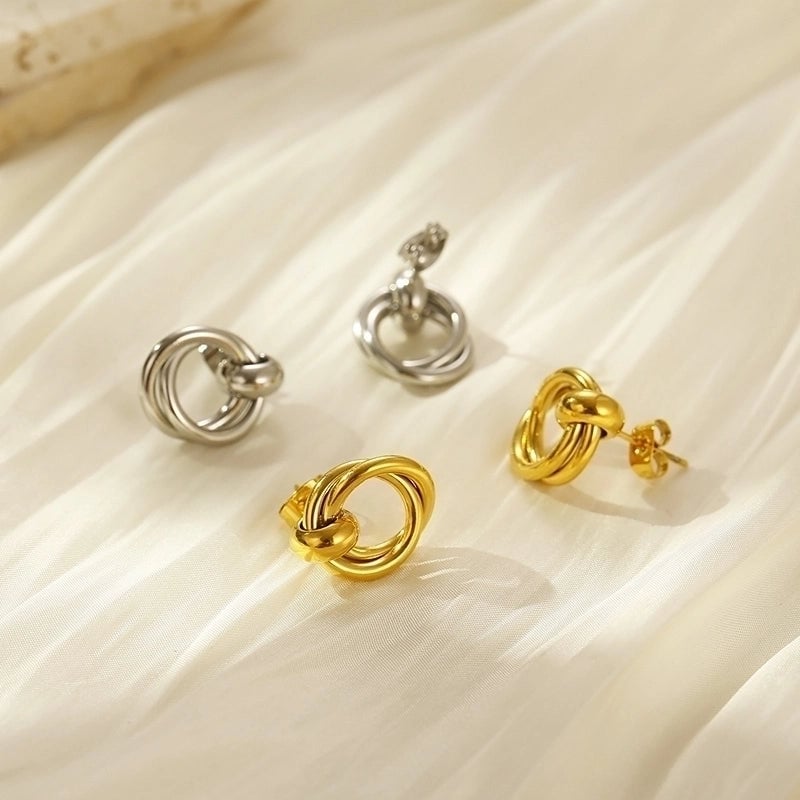 1 Pair Minimalist Circle 304 Stainless Steel 18K Gold Plated Ear Studs