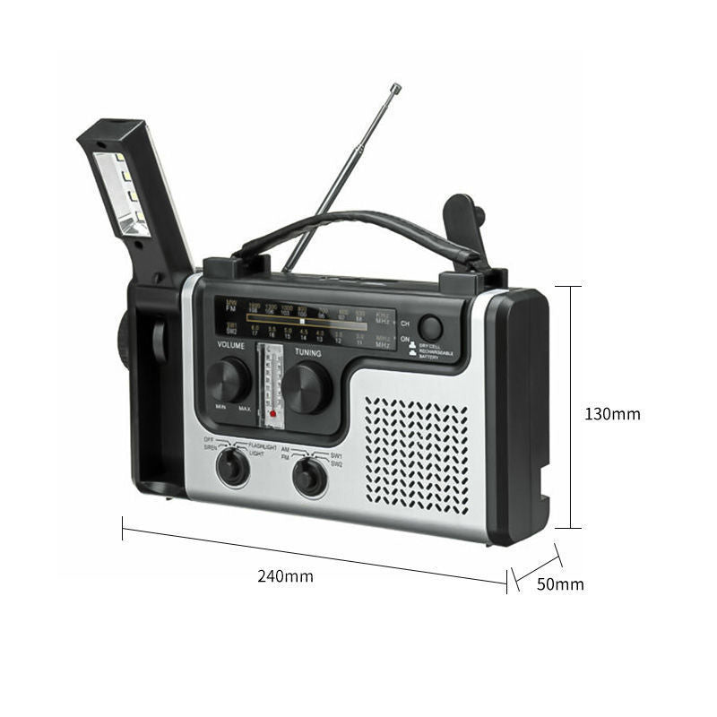 Portable Hand-Cranked Emergency Radio Flashlight