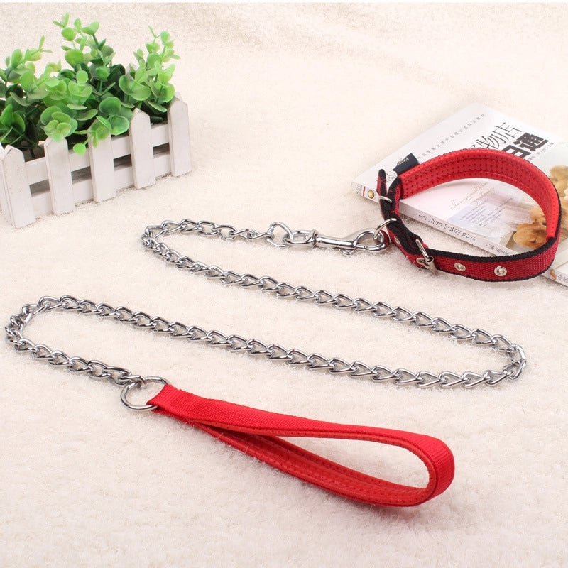 Dog Traction Pet Traction Rope Foam Handle Metal Iron Dog Chain Dog Rope Twist Chain Pet Traction Chain