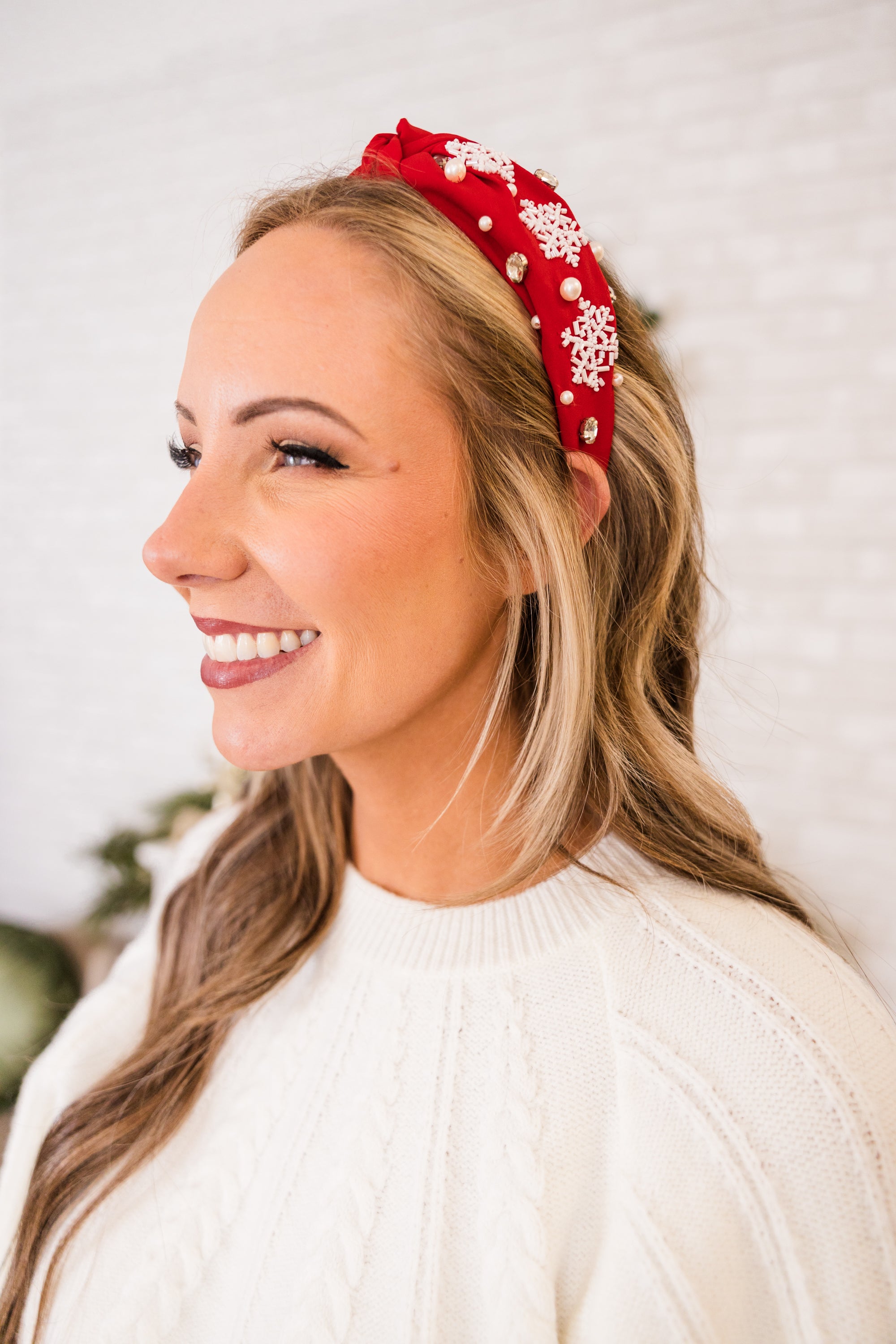 Snowflake Paradise Headband. Red