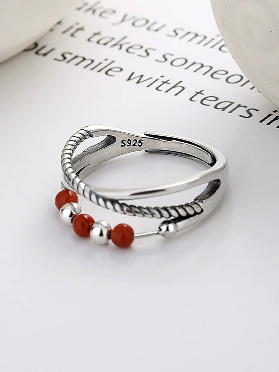 Women Vintage Bead Weave S925Silver Ring