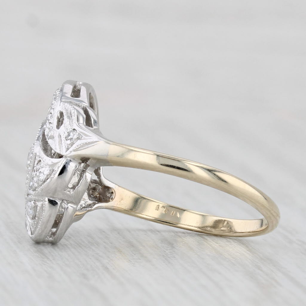 Vintage 0.24ctw Diamond Ring 14k White Yellow Gold Size 7.25