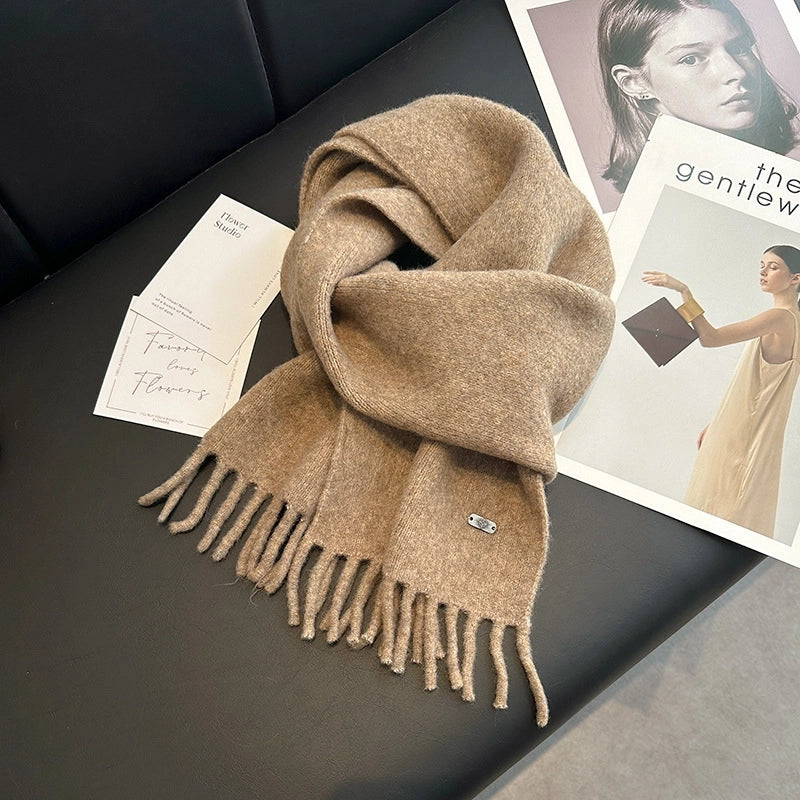 Women's Sweet Solid Color Fleece Scarf