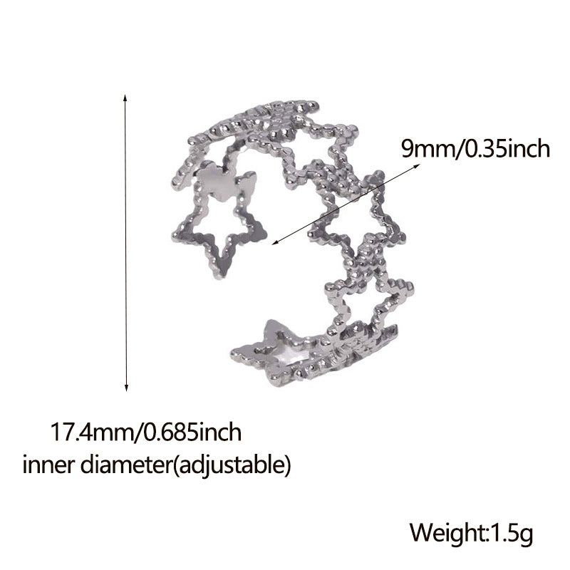 Natural Open Ring Star Stainless Steel Electroplating Rings