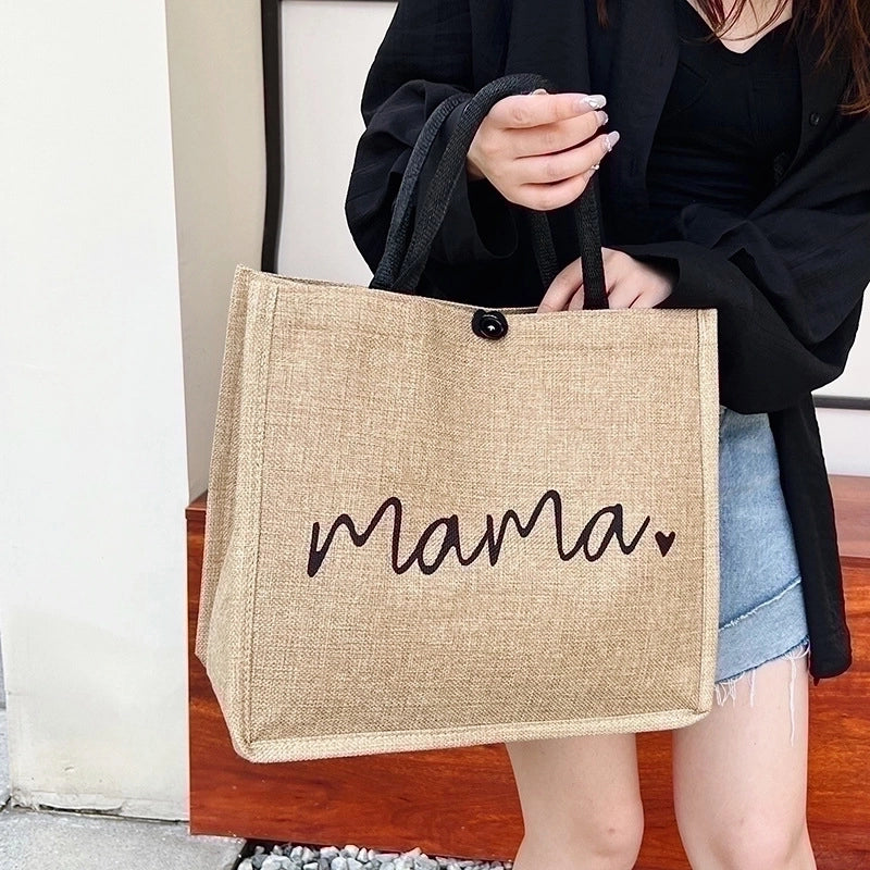Women's Vintage Style Letter Cotton And Linen Shopping Bags