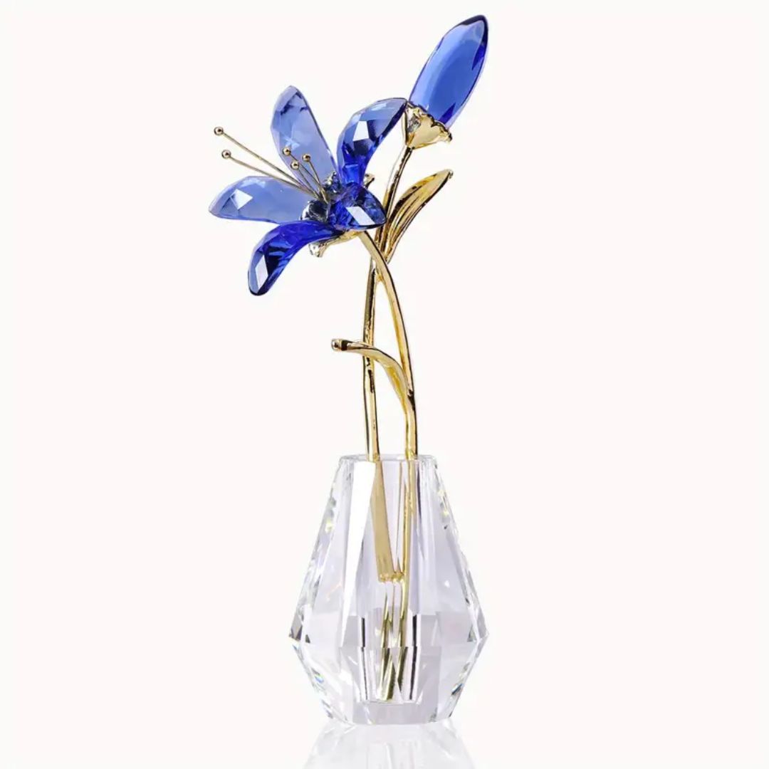 Crystal Lily Statue With Vase