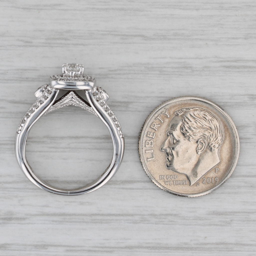0.45ctw Round Diamond Halo Engagement Ring 10k White Gold Size 4