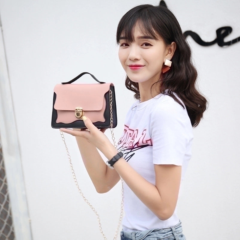 Christmas Women'S Small Pu Leather Color Block Fashion Lock Clasp Handbag