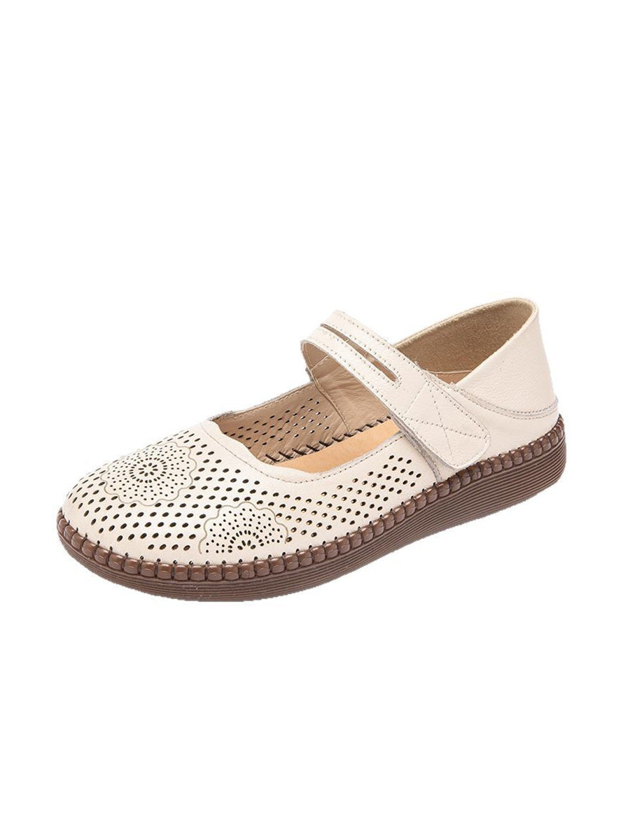 Women Summer Casual Genuinel Leather Low Heel Shoes