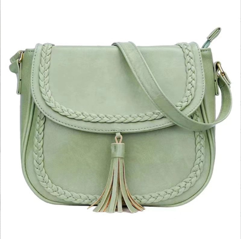 Women's Pu Leather Solid Color Classic Style Shell Zipper Shoulder Bag Saddle Bag