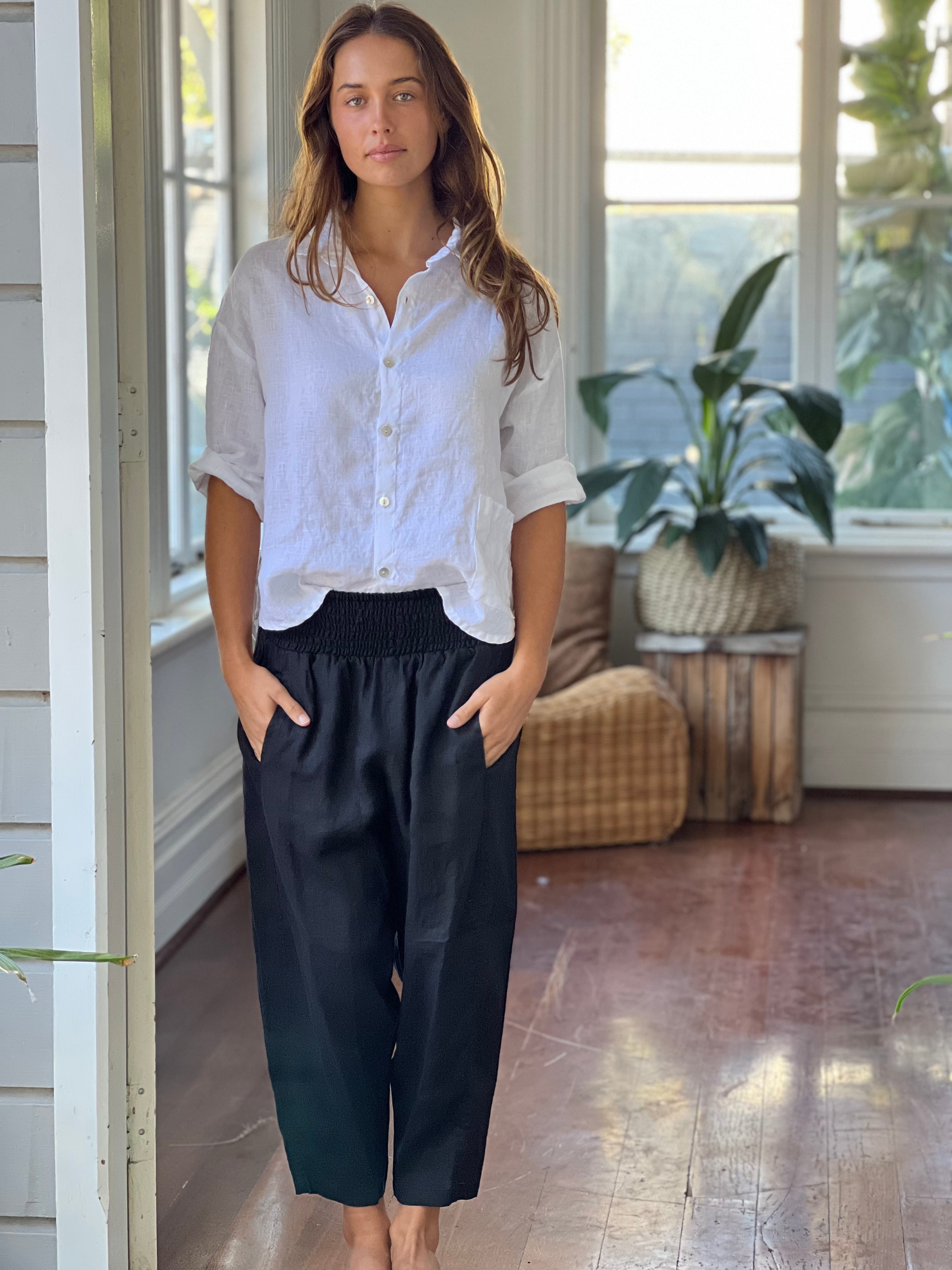 frankie pants - black linen