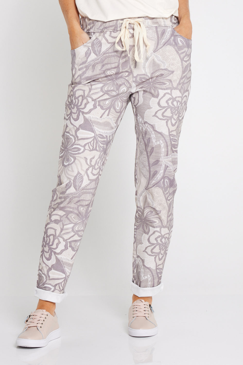 Beth Pants - Taupe Floral