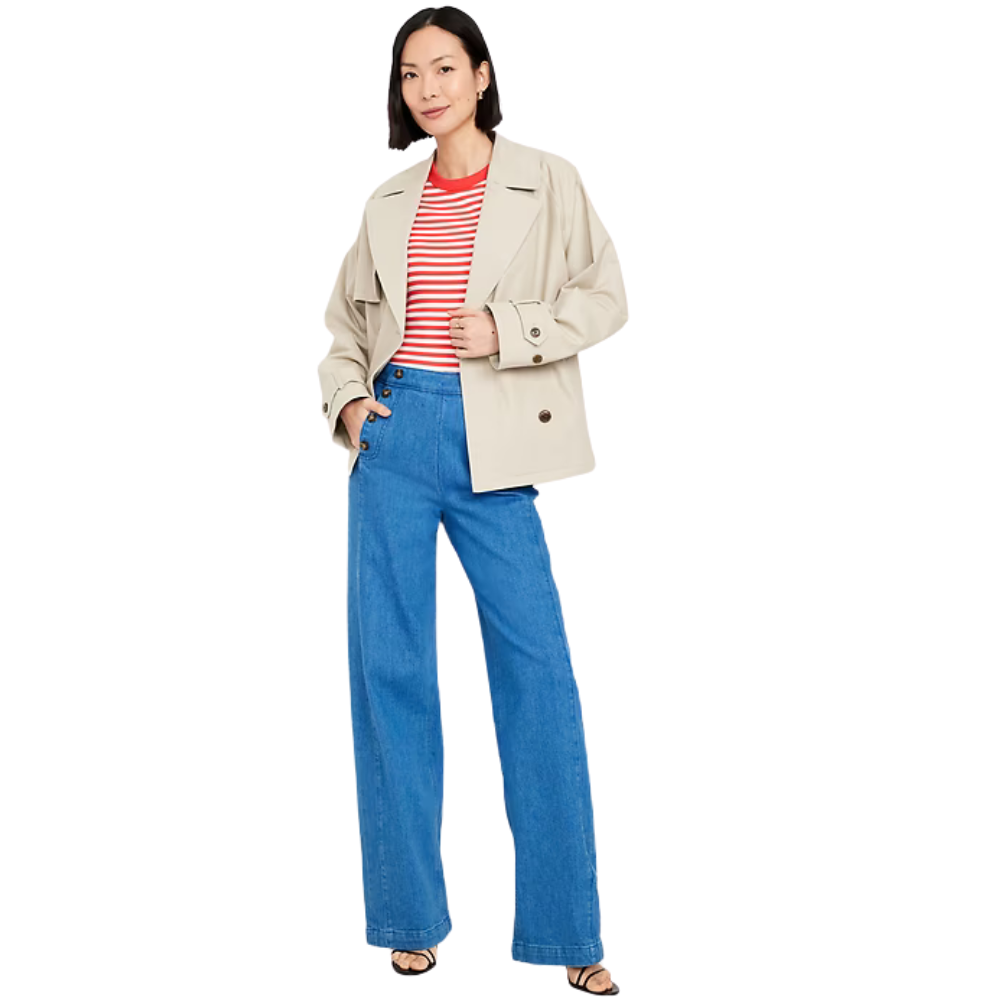 High Rise Full Length Wide Leg Denim Pants