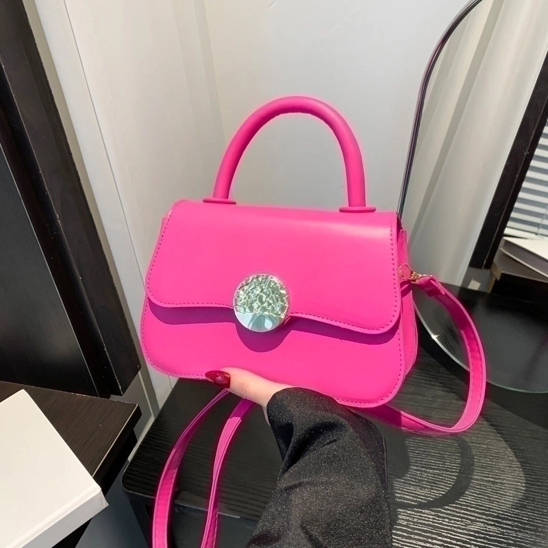 Women's Pu Leather Solid Color Basic Flip Cover Handbag