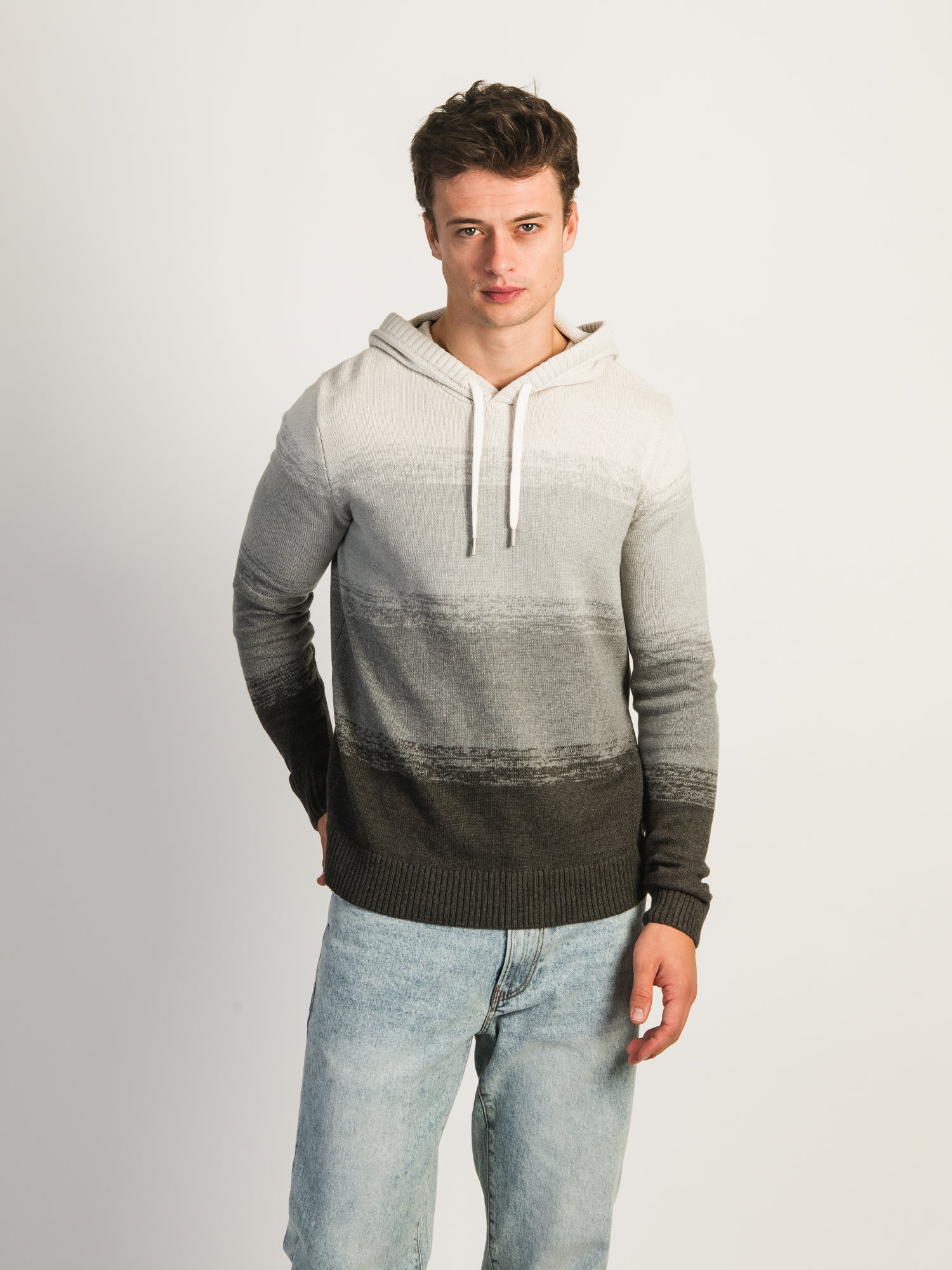 KOLBY STRIPE HOODIE - GREY