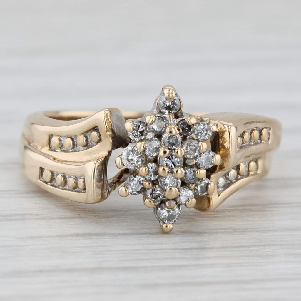 0.25ctw Diamond Cluster Engagement Ring 10k Yellow Gold Size 6