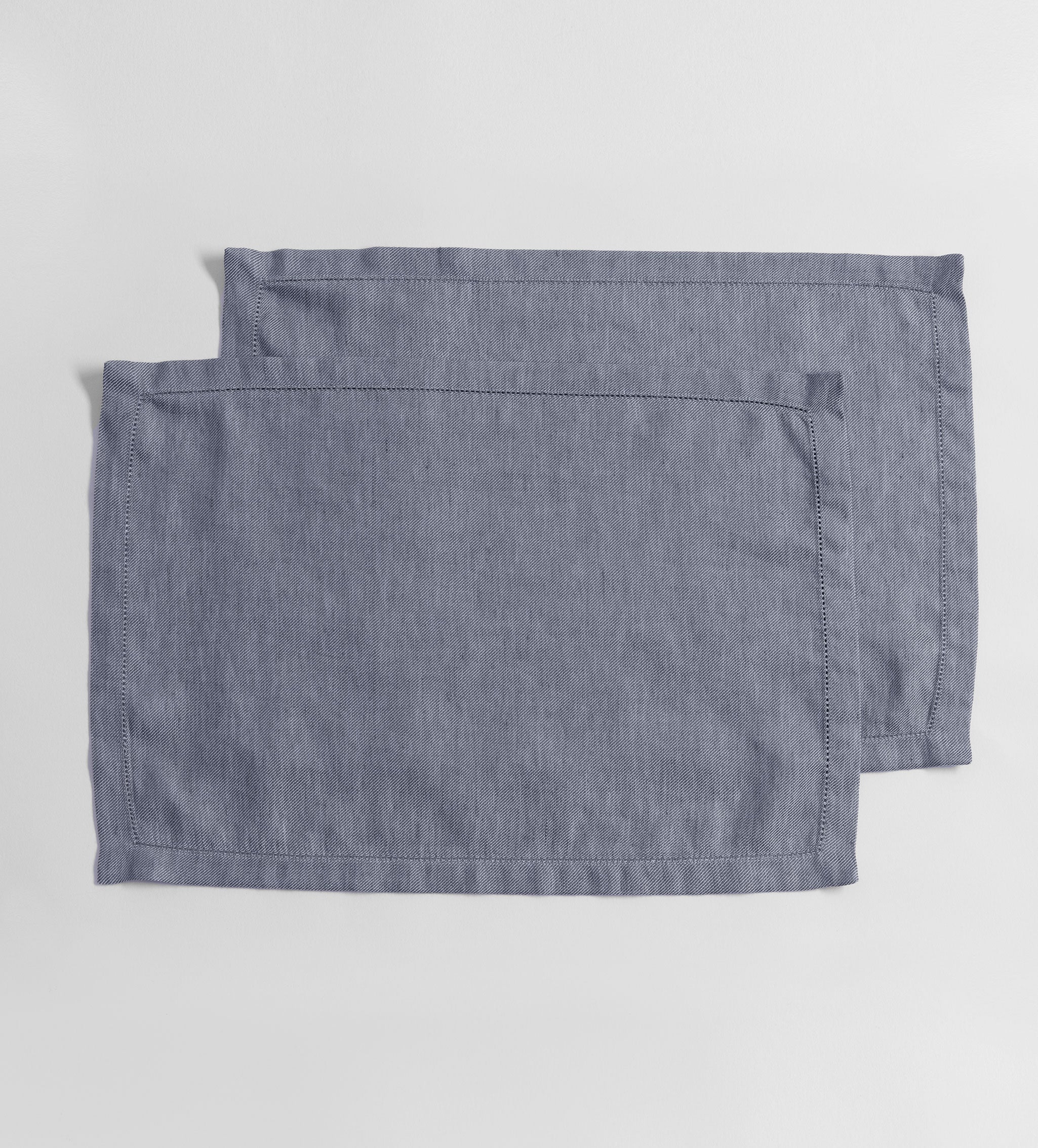 French Blue Cotton Linen Twill Placemats - Set of 2